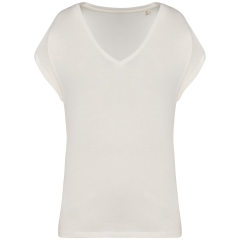 T-shirt écoresponsable col V loose femme Blanc Native Spirit