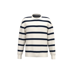 Sweat-shirt rayures écoresponsable col rond Blanc Native Spirit