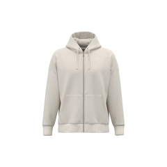 Sweat zippé capuche oversize écoresponsable Blanc Ivoire Native Spirit