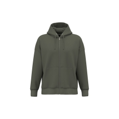 Sweat zippé capuche oversize écoresponsable Vert Khaki Native Spirit