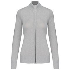 Cardigan zippé femme Gris Melange Kariban – Coupe droite