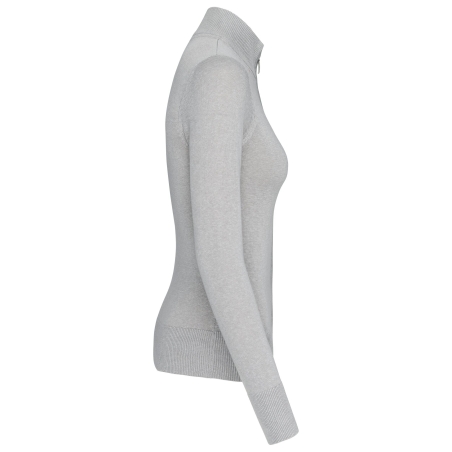 Cardigan zippé femme Gris Melange Kariban – Coupe droite – vue 3
