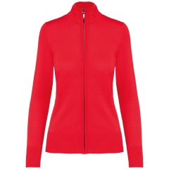 Cardigan zippé femme Rouge Kariban – Col cheminée 290 g/m²