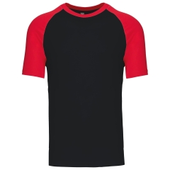 T-shirt bicolore manches raglan Noir/Rouge Kariban