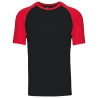 T-shirt bicolore manches raglan Noir/Rouge Kariban