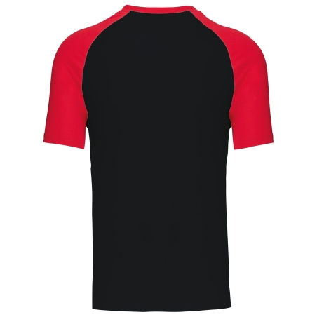 T-shirt bicolore manches raglan Noir/Rouge Kariban – vue 2
