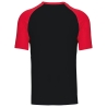 T-shirt bicolore manches raglan Noir/Rouge Kariban – vue 2