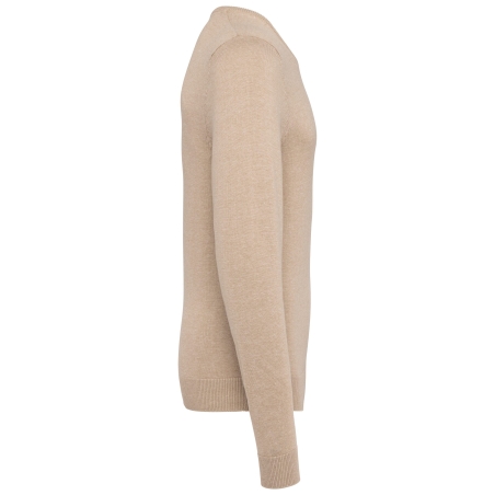 Pull col V homme Beige Heather Kariban – Corporate – vue 3