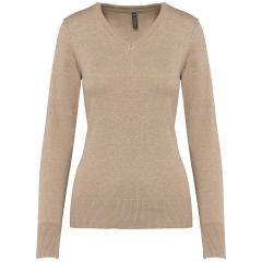 Pull col V femme Beige Heather – Kariban