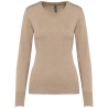 Pull col V femme Beige Heather – Kariban