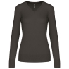 Pull col V femme gris chiné coupe cintrée – Kariban