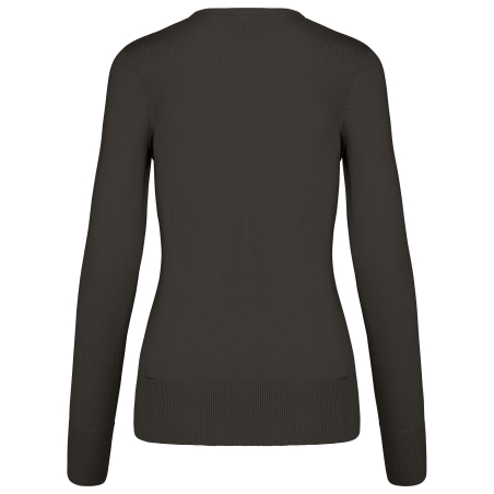Pull col V femme gris chiné coupe cintrée – Kariban – vue 2