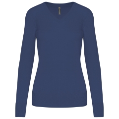 Pull col V femme Bleu Deep Blue Kariban – Gamme Corporate