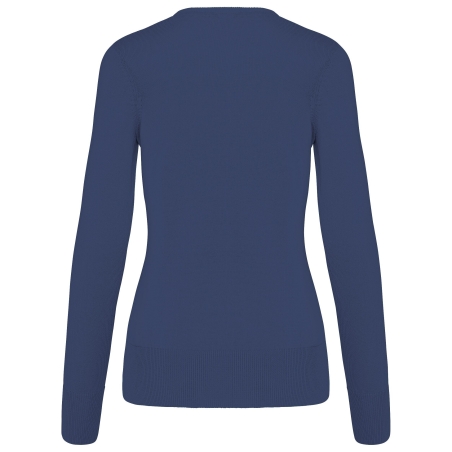 Pull col V femme Bleu Deep Blue Kariban – Gamme Corporate – vue 2