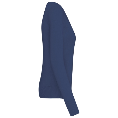 Pull col V femme Bleu Deep Blue Kariban – Gamme Corporate – vue 3