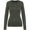Pull col V femme Vert Marble Heather Kariban