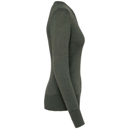 Pull col V femme Vert Marble Heather Kariban – vue 3