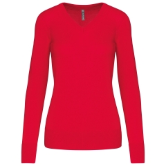 Pull col V femme Rouge Kariban – Gamme Corporate