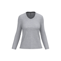 T-shirt col V manches longues femme Gris Kariban