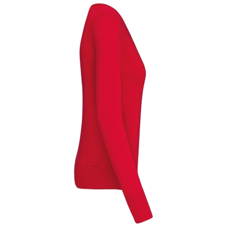 Pull col V femme Rouge Kariban – Gamme Corporate – vue 3