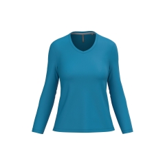T-shirt col V manches longues femme Bleu Kariban