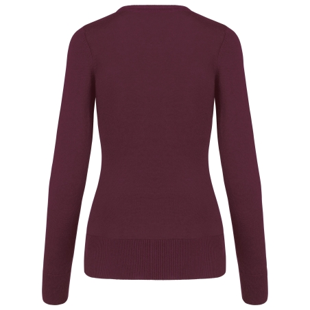 Pull col V femme bordeaux personnalisé – Kariban – vue 2