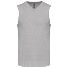 Pull col V sans manches Gris Chiné Kariban – Gilet Professionnel