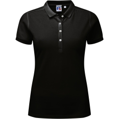 Polo Stretch Femme Russell Noir – Coupe Slim 210 g/m²