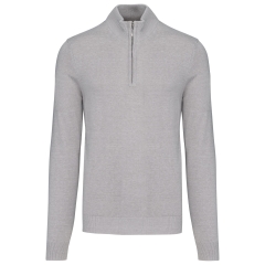 Pull 1/4 Zip Homme Gris Chiné Kariban – Personnalisable