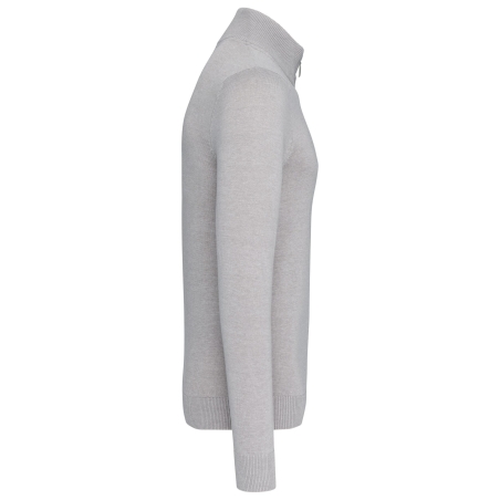 Pull 1/4 Zip Homme Gris Chiné Kariban – Personnalisable – vue 3