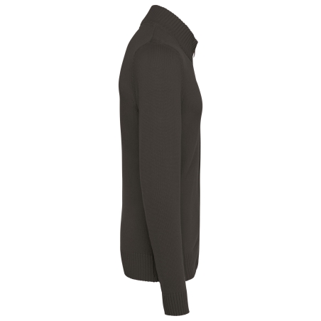 Cardigan zippé gris chiné coton épais Kariban – vue 3