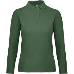 Polo femme manches longues B&C ID.001 – Vert Bouteille
