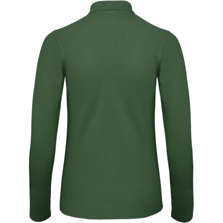 Polo femme manches longues B&C ID.001 – Vert Bouteille – vue 2