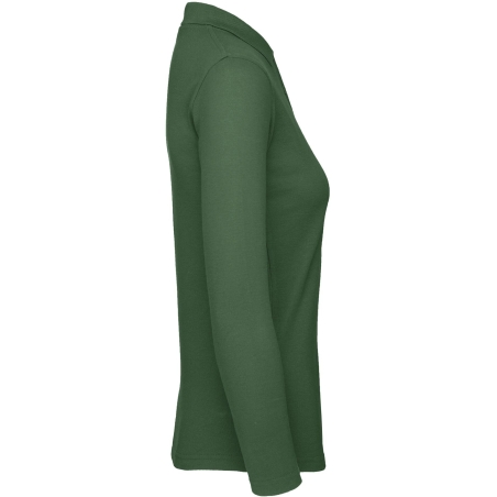 Polo femme manches longues B&C ID.001 – Vert Bouteille – vue 3
