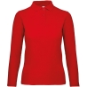 Polo Femme Manches Longues B&C ID.001 Rouge – 180 g/m²
