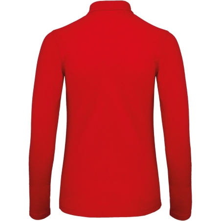 Polo Femme Manches Longues B&C ID.001 Rouge – 180 g/m² – vue 2