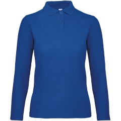Polo femme manches longues bleu roi B&C ID.001 – 180 g/m²