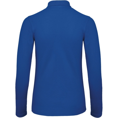 Polo femme manches longues bleu roi B&C ID.001 – 180 g/m² – vue 2