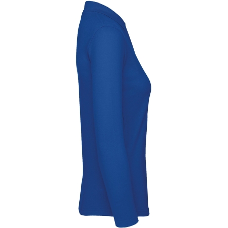 Polo femme manches longues bleu roi B&C ID.001 – 180 g/m² – vue 3