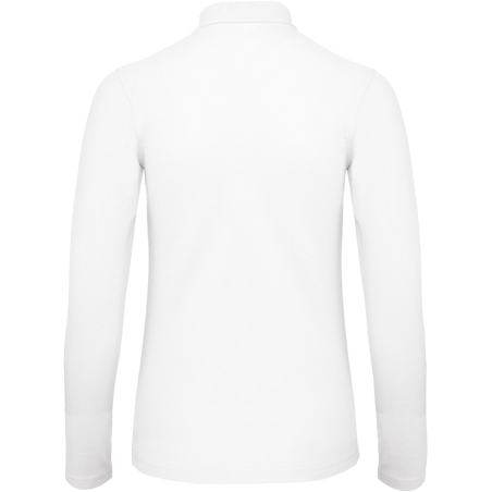 Polo femme manches longues B&C ID.001 Blanc – vue 2