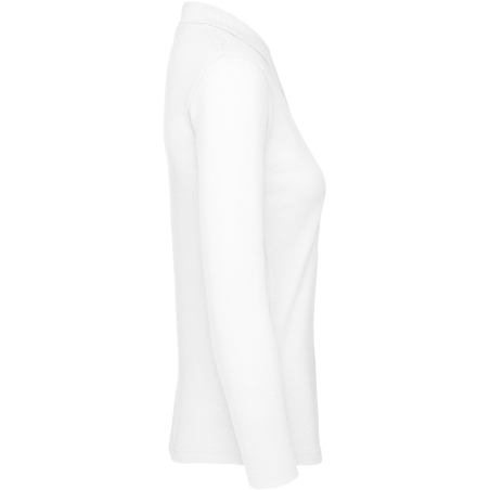 Polo femme manches longues B&C ID.001 Blanc – vue 3