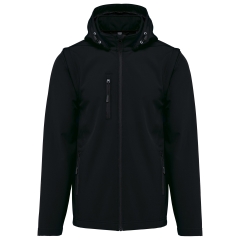 Veste Softshell 3 couches à capuche manches amovibles Noir Kariban