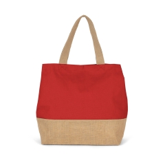 Sac shopping coton et jute rouge personnalisé Kimood
