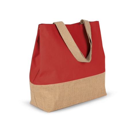 Sac shopping coton et jute rouge personnalisé Kimood – vue 2
