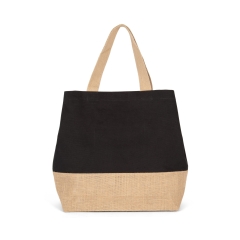 Sac shopping coton et jute Kimood – Noir / Naturel