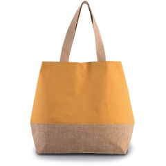 Sac shopping coton et jute jaune Kimood – personnalisable