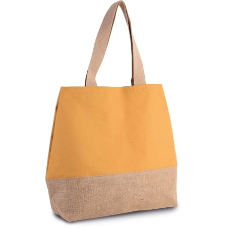 Sac shopping coton et jute jaune Kimood – personnalisable – vue 2