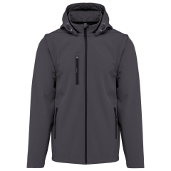Veste Softshell 3 couches capuche manches amovibles Gris Kariban