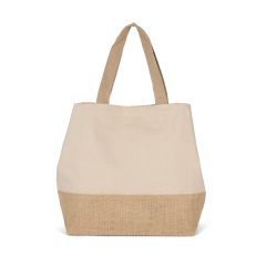 Sac shopping coton et jute beige personnalisé Kimood