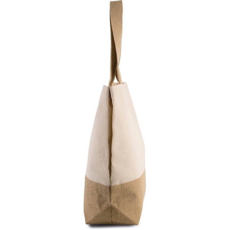 Sac shopping coton et jute beige personnalisé Kimood – vue 2